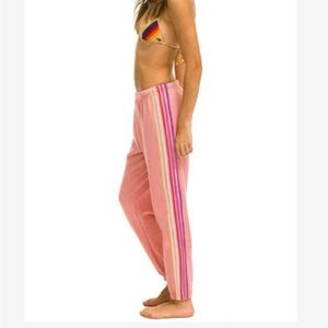 Aviator Nation 5 Stripe Sweatpants - Petal Sz M Rare!